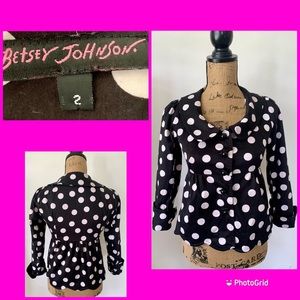 Betsey Johnson Polka Dot Peplum Babydoll Jacket